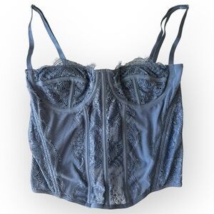 Chic Lace Bustier in Slate Blue
